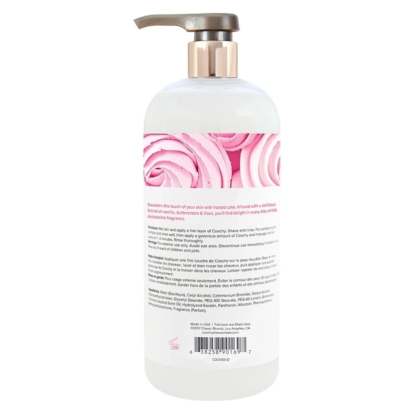 COOCHY CREMA DE AFEITAR SIN ERUPCIONES E HIDRATANTE, PASTEL ESMERILADO, SUAVE 32 OZ  Foto 2 de 2