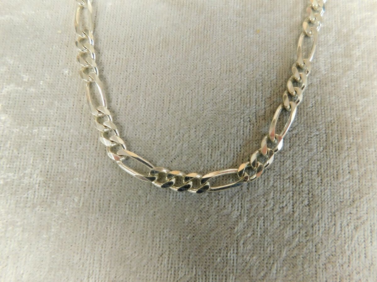KA-1772 Italy 925 Solid Sterling Silver Figaro Chain ~ 20 KA-1772 Italy 925 Solid Sterling Silver Figaro Chain ~ 20