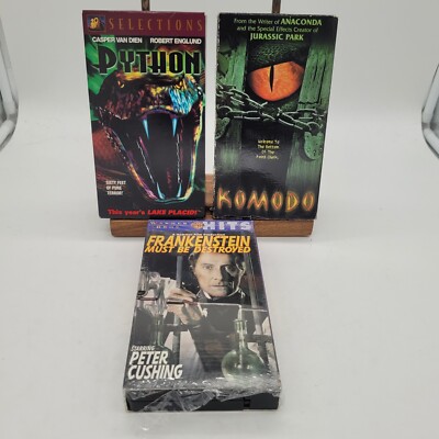 VHS HORROR LOT KOMODO PYTHON FRANKENSTEIN MUST BE DESTROYED MOVIE TAPE 