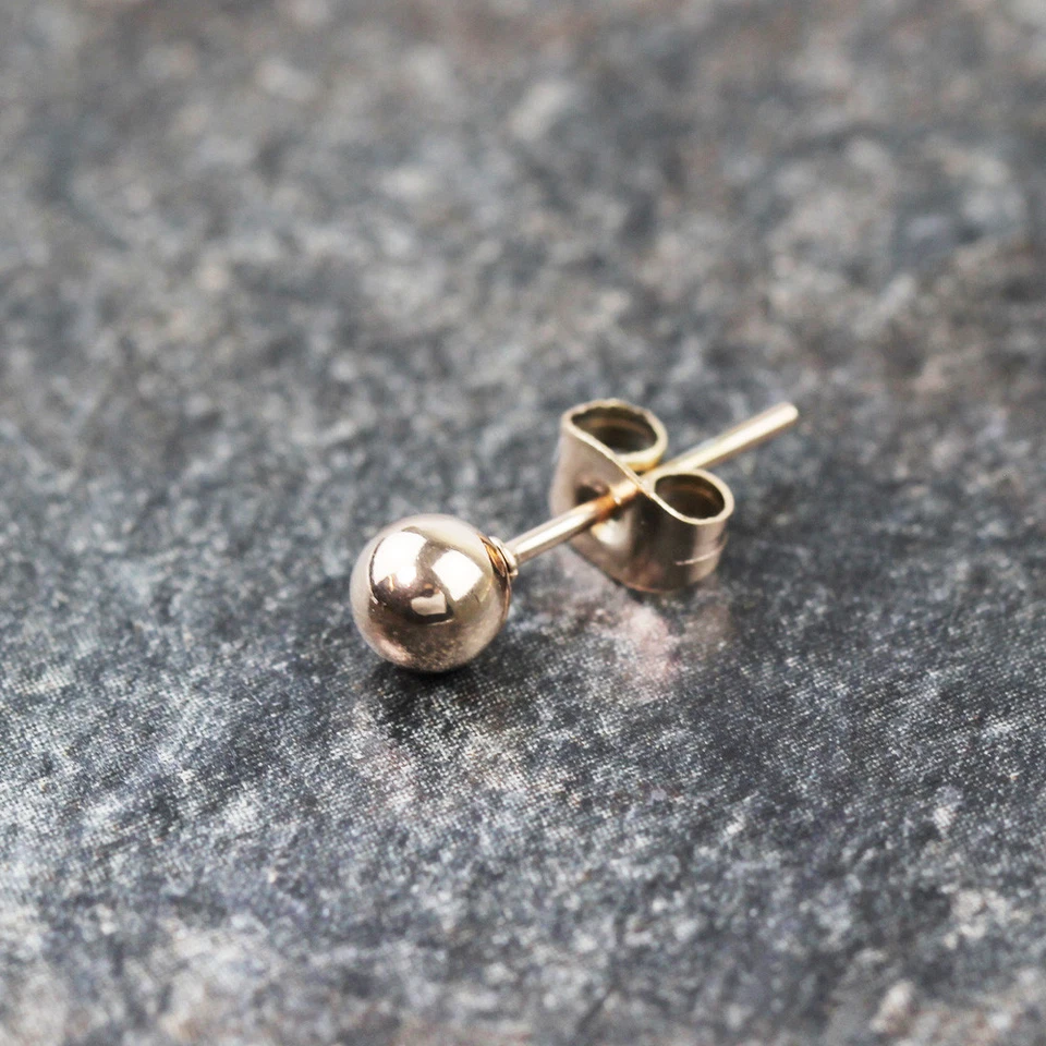 New 18K Rose Gold GF 5MM Solid Simple Round Ball Beads Stud Earrings Stunning - Image 3 of 4