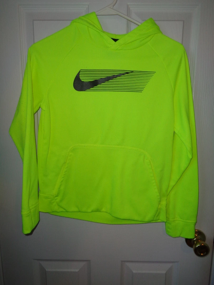Boys Nike Dri Fit Hoodie Sweatshirt Size L Large Yellow BC322
