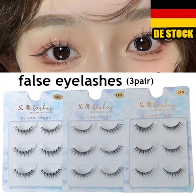3 Paar 3D Wimpern Künstliche Wimpern Fake False Lashes Damen Natürlich Wimper  ^