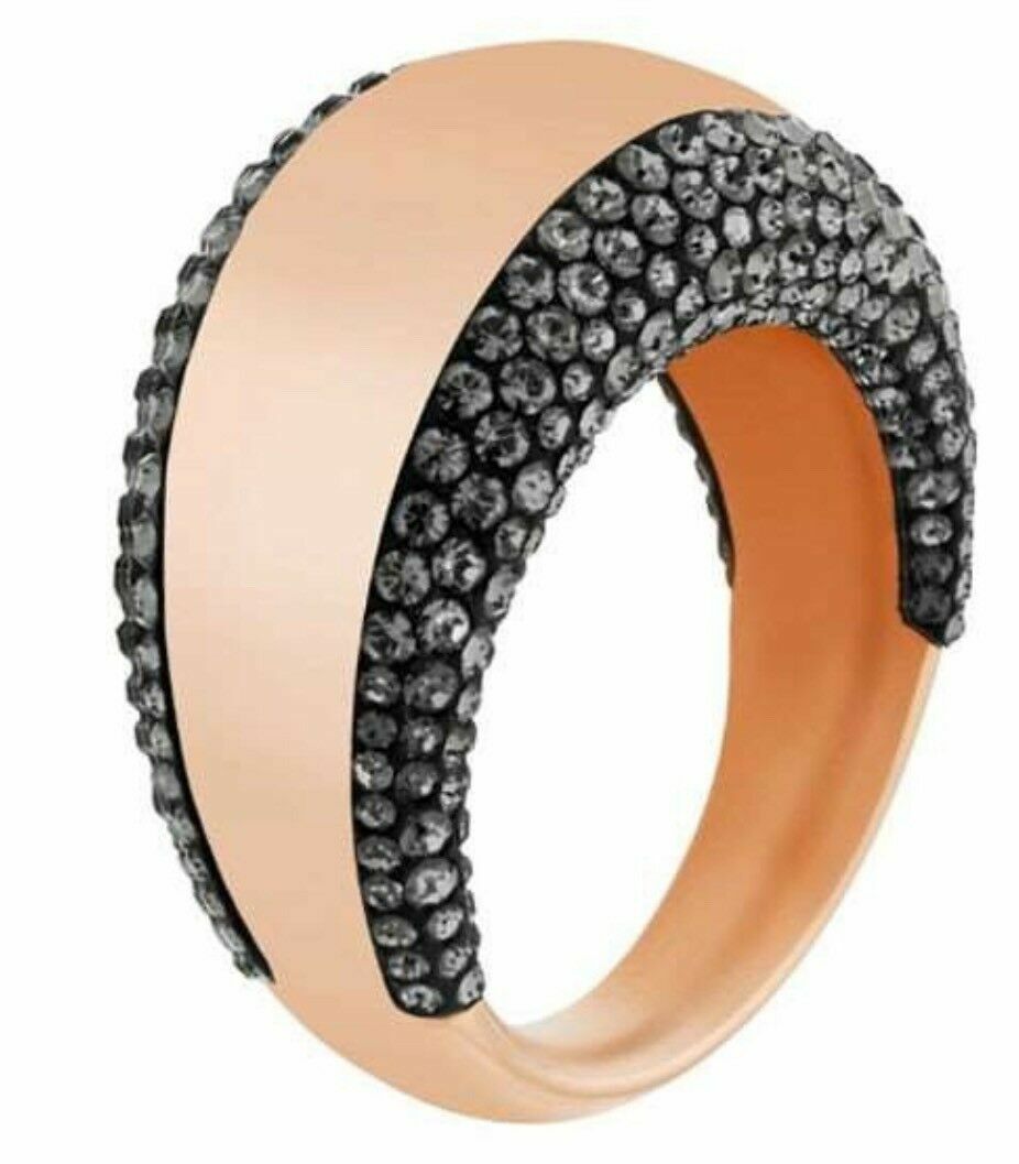 Swarovski Pebble Ring Rose Gold Black Crystal Size 55 58 New Swarovski Pebble Ring Rose Gold Black Crystal Size 55 58 New