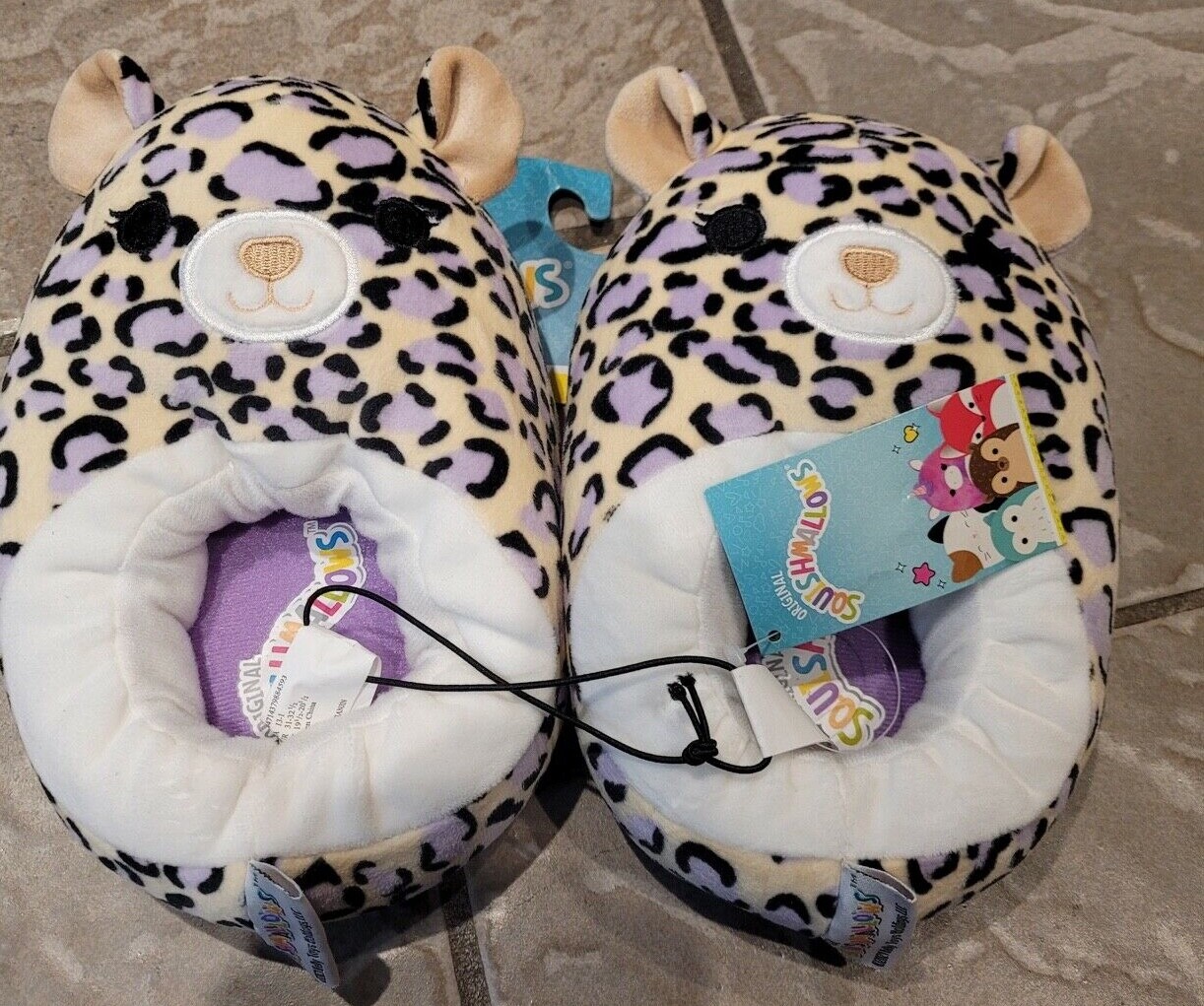 APL NUOVE PANTOFOLE SQUISHMALLOWS ASHLYN THE PURPLE CHEETAH LEOPARD BAMBINI 13 1