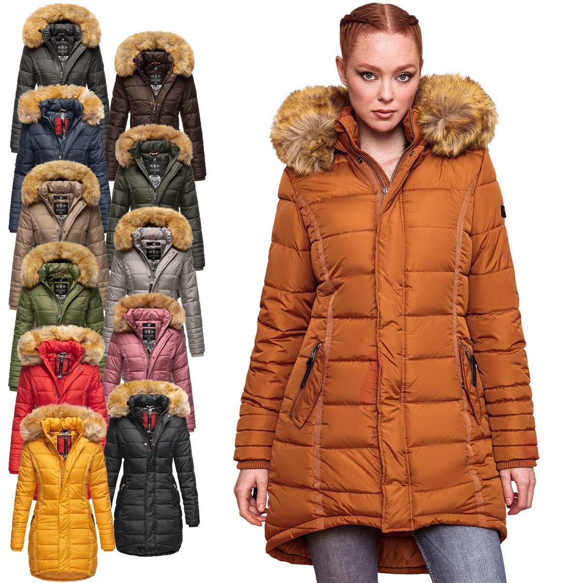 Navahoo Papaya Women's Winter Jacket Quilted Jacket Coat Parka Quilted Warm  B374