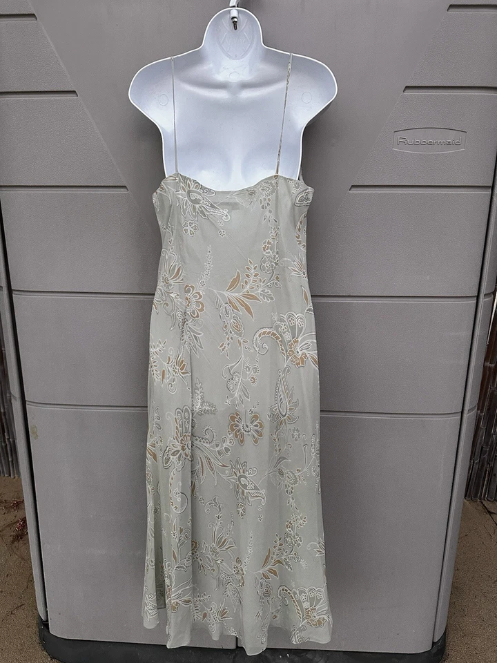 Vestido David Warren NY DE COLECCIÓN Y2k Años 90 Seda Floral Midi Sin Mangas Hada Cottagecore Talla 12 Foto 3 de 4