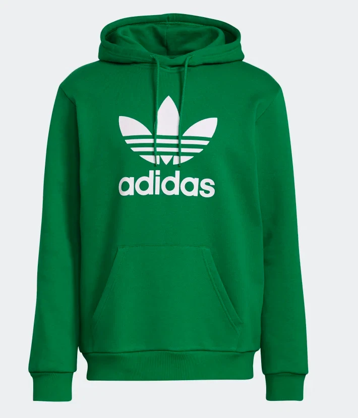 Adidas Originals Men's Green Trefoil French Terry Cotton Pullover Hoodie  H06665