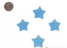 Light Blue Sea Glass Star Pendants Set of 4, From Indonesia