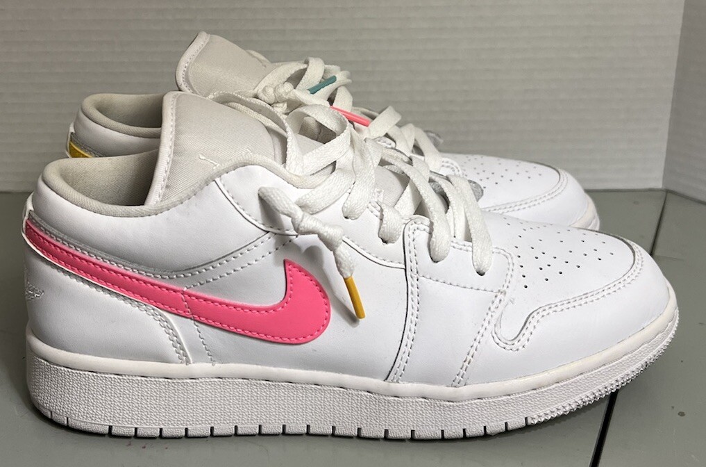 Nike ナイキ Jordan 1 Low White Multi-Color 6.5y Nike Air Jordan 1 Low White Multi-Color Swoosh Neon | eBay