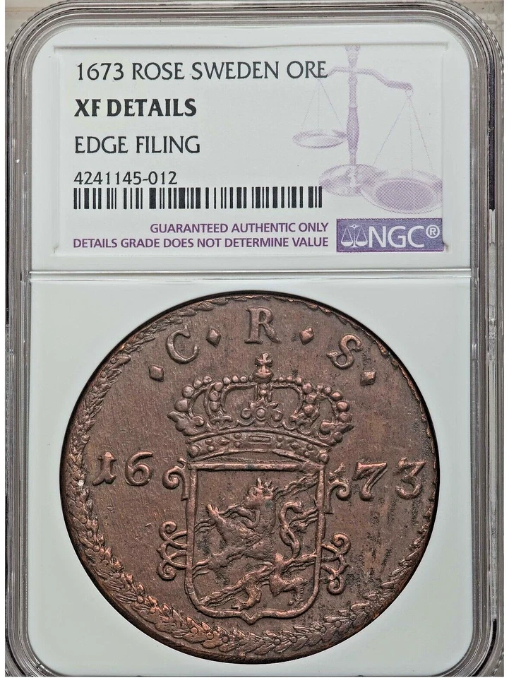 1673 SWEDEN CARL XI COPPER ORE KM264 NGC XF DETAILS - Image 3 of 4