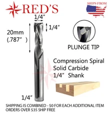 Tideway Solid Carbide C4 RC19006411 1/4" Compression Spiral router bit CNC