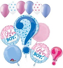 11 pc Baby Gender Reveal Boy or Girl Balloon Bouquet Party Shower