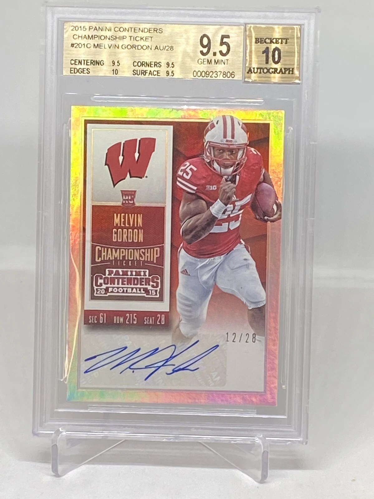 Melvin Gordon Panini Contenders #201 Running-Autograph-Championship Ticket