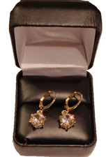 NWT Gold Tone Dangle/Drop Earrings Round Cut Cubic Zirconia