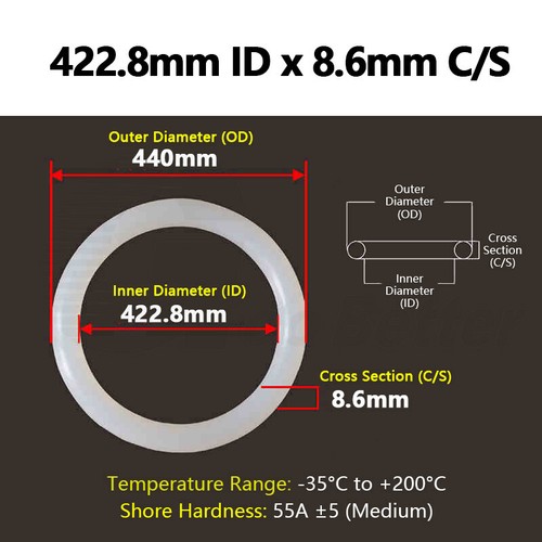 8.6mm Cross Section O-Ring Silicone Rubber VMQ Seals Clear FOOD SAFE 82-483mm ID - Picture 88 of 100