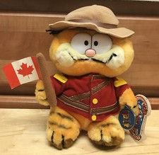 Vintage 1978 R. DAKIN  CO. Garfield Canada Flag Mountie 9  Plush W/ Tags RARE