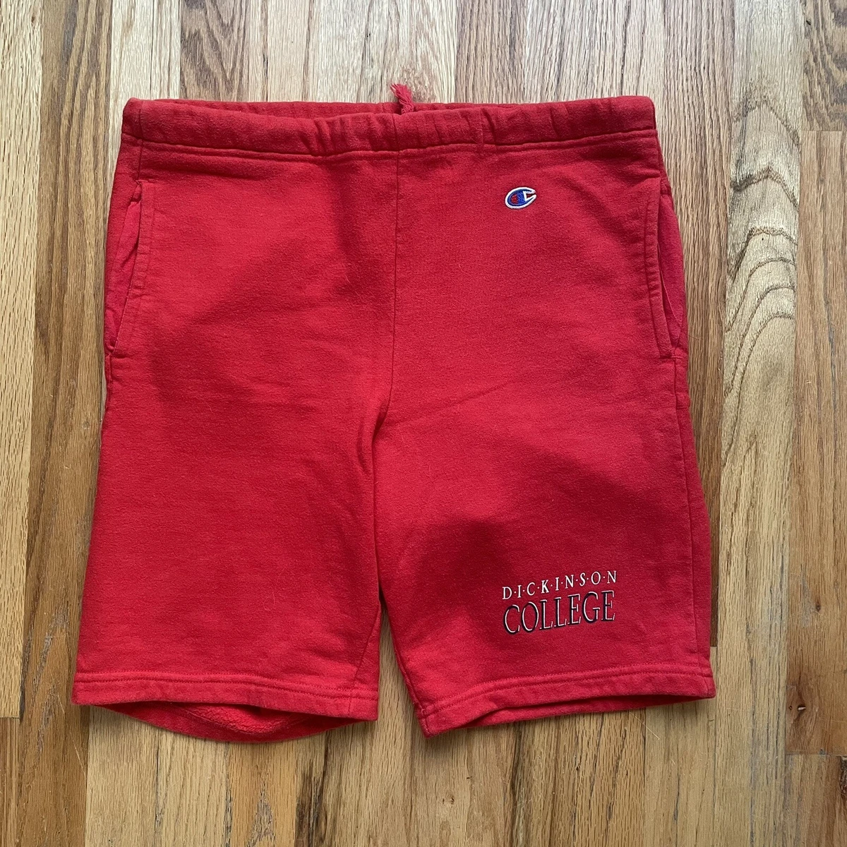 Men's Vintage 80's Champion USA Dickinson College Red Cotton Sweat Shorts Sz L