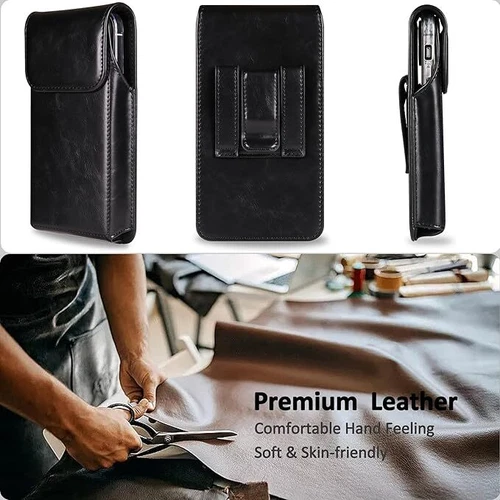 Leather Pouch Belt Clip Phone Holster Case For iPhone 16 15 14 13 12 11 Pro - Picture 6 of 9