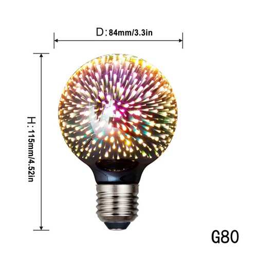 3D Decoration LED Bulb E27 Glass Colorful Vintage Light Edison Bulb Firework - Picture 7 of 15