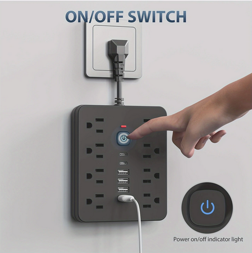 14-in-1 Power Strip – 4 AC Outlets, 6 USB (2 Type-C), Surge Protection - Picture 8 of 8