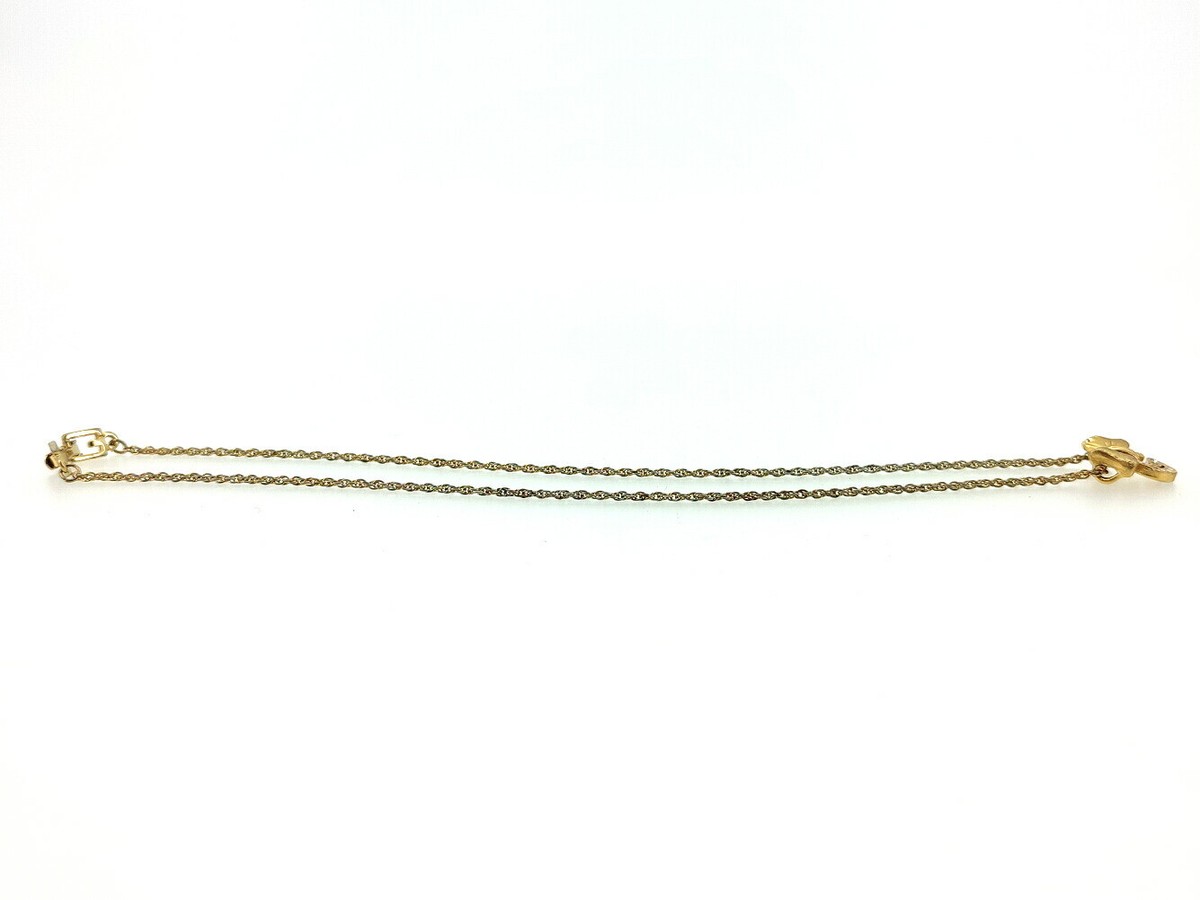 3929ジバンシー ロゴリボントップ ヴィンテージ ゴールドカラー ラウンド GIVENCHY Necklace Ribbon G Mark Gold Plating Authentic USED