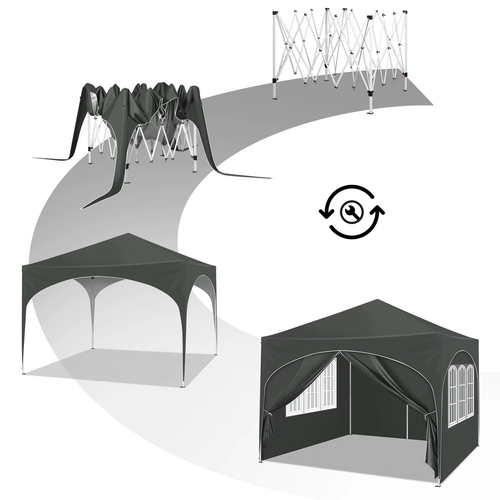 Gazebo Pieghevole 3X3 M Con 4 Pareti Laterali Tenda Da Festa Regolabile in Altez - Foto 3 di 11