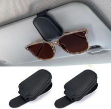 Sunglasses Holders for Car Sun Visor, 2pack Magnetic Leather Glasses Eyeglass...