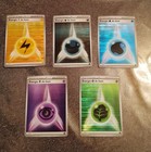 5 Cartes Énergie De Base Foudre Noir /Flamme Blanche Off/ Fr
