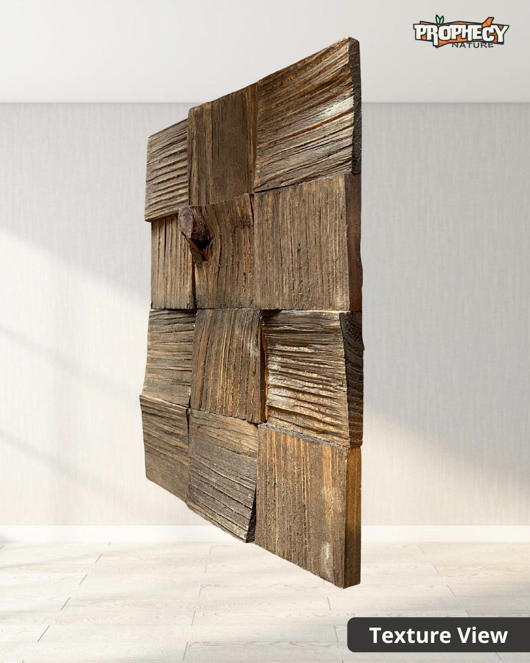 12”x12” Solid Wood Wall Panel – Decorative 3D Wooden Art Panel – Ready to Mount 