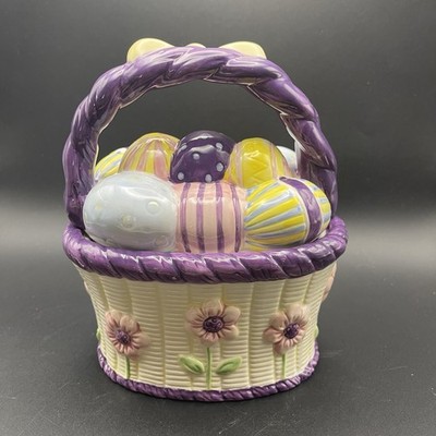 Houston Harvest Products Inc. Ceramic Lidded Easter Basket Candy Or Trinket Dish