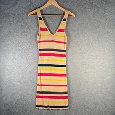 Guess Los Angeles Striped Knit Tank Maxi Dress Women’s Medium M Sleeveless Ribbe