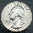 1962 WASHINGTON SILVER QUARTER DOLLAR BU