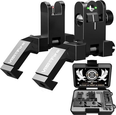 Classic 45 Degree Offset Iron Sights Flip up Fiber Optic Sights with Red Green D