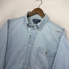 Ralph Lauren Chambray Shirt Men's Large Blue Big Pony Embroidered Denim Vintage
