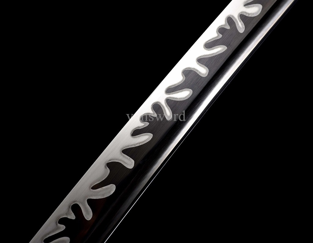 High Manganese Steel Japanese Katana Black Blade Samurai Sword Full Tang Real