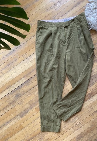 Women COS Trousers Khaki Cotton 36 / S / 44
