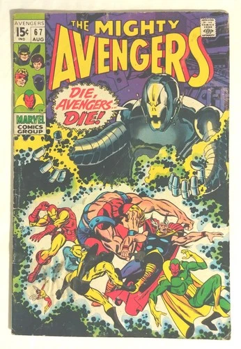 Avengers #67 1969 Vintage Marvel Comic Thor Iron Man Wasp Ultron Black Panther