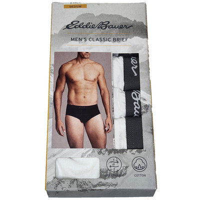 Eddie Bauer Men's M White 100% Cotton Classic Low Rise Briefs Underwear 5 Pack