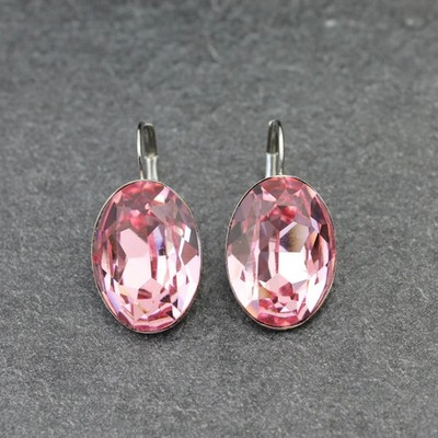 Ohrringe Swarovski Kristall Silber Oval groß 18x13 mm glitzer ohrringe ohrhänger