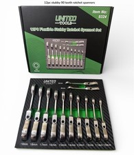 Flexi Head Stubby Ratchet Spanner Set 8-19mm Flexible Ratchet Combination Wrench