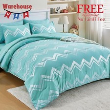 Teal Comforter Set Queen 7 Pieces Blue Glitter Metallic Bedding Set Full Teal