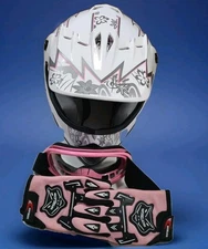 DOT Youth Kids Pink Butterfly Dirt Bike ATV Motor Helmet W/Goggles Gloves Size M