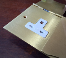 MK 742SAB Socket 2G Unswitched Floor 13A Satin Brass BRAND NEW BOXED