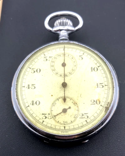 Vintage E Baumann 7 Jewel Swiss Made Stopwatch for Parts or Repair, Not Working.