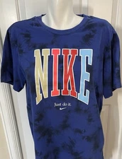 Nike Sportswear Large Blue Tie Dye T-Shirt Navy Black World Peace
