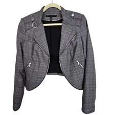 White House Black Market Blazer Crop Blazer Women 6 Gray Plaid Blazer Women