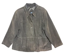 Venezia Jeans Jacket Womens 26 28 Brown Leather Button Front Lined Car Coat Plus