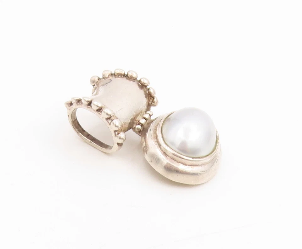 Colgante vintage de plata de ley 925 con diseño de perlas ovaladas PT25321 Foto 3 de 4