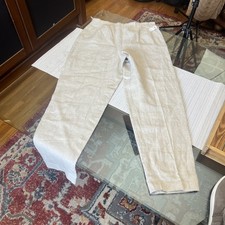 Vintage Talbots Linen dress Pants Women 14 Beige Metallic lined Korea made