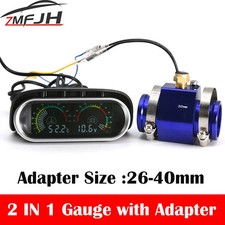 2 In 1 LCD Digital Car Truck Water Temp Gauge 1/8 NPT Sensor Voltmeter 12V 24V